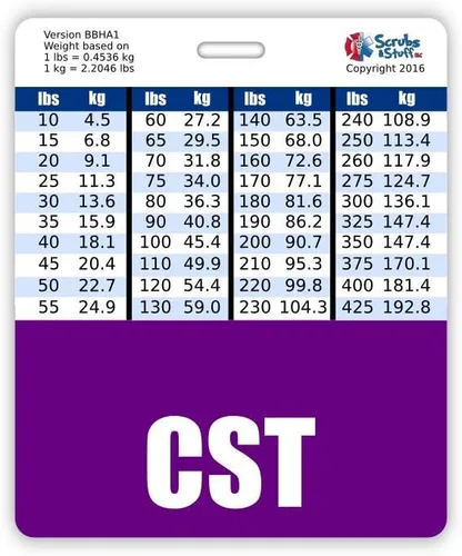 Vista 22 de CST Badge Buddy - Tablas de conversión horizontales con altura y peso (estándar, negro)