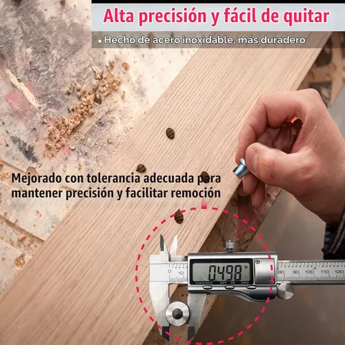 Vista 3 de Juego de 10 centros de clavija de acero inoxidable para perforar agujeros con punta afilada para herramientas de carpintería, clavijas sólidas