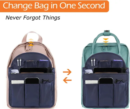 Vista 6 de Surblue Organizador de Mochila con Forro y Bolsillo Colgante para Viaje, Organizador de Bolso y Bandolera con Divisores de Alta Capacidad, Plegable