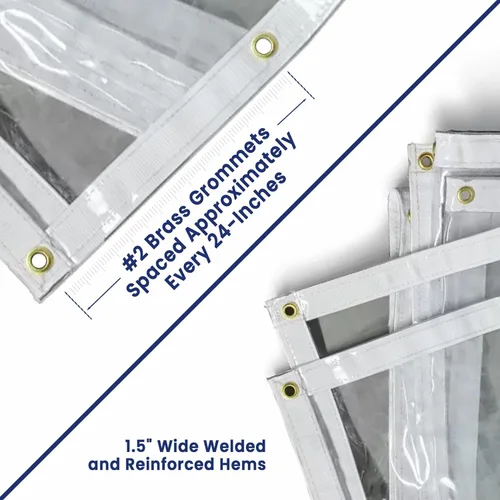 Vista 6 de Tarps Now - Lona de vinilo transparente ignífugo de grado marino con ojales de latón, impermeable y resistente, lona multiusos para interiores