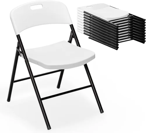 Vista 13 de VINGLI Sillas plegables, silla plegable de plástico, capacidad de hasta 350 libras, asientos portátiles para interiores y exteriores, eventos, Negro