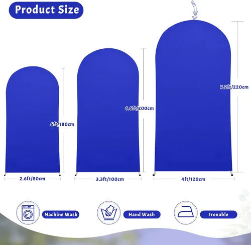 Vista 262 de Baby Blue Arch Backdrop Cover, 6FT Spandex Fitted Wedding Arch Stand Covers Round Top Chiara Backdrop Cover for Birthday Party Ceremony Banquet Azul
