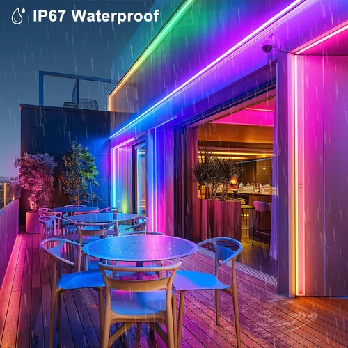 Vista 6 de DBFAIRY Luz de Cuerda de Neón Inteligente, 16.4 Pies Luces de Cuerda de Neón RGB que Cambian de Color IC con Aplicación Remota Sincronización
