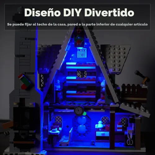 Vista 6 de BrickBling 1 paquete de luces LED azules 4 en 1, luz LED alimentada por USB, compatible con ladrillos Lego