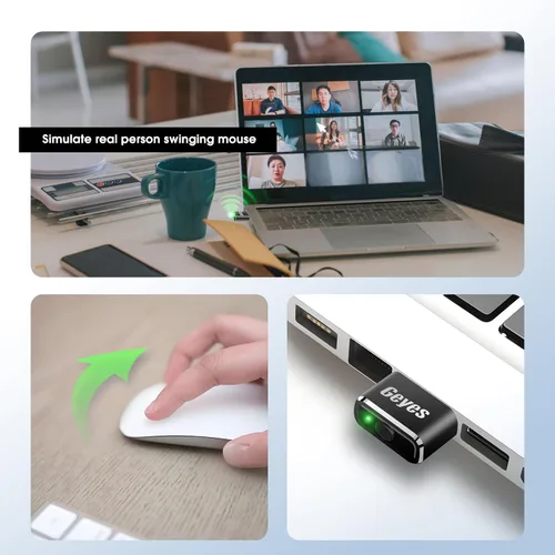 Vista 4 de Geyes Mouse Jiggler, dispositivo de mouse indetectable con dos modos de oscilación y multipista, mantiene la computadora o computadora portátil