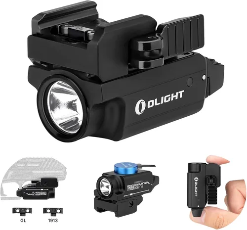 Vista 11 de OLIGHT PL-Mini 2 Valkyrie - Luz táctica compacta recargable por USB magnética de 600 lúmenes con riel ajustable, equipo de caza, linterna LED CW