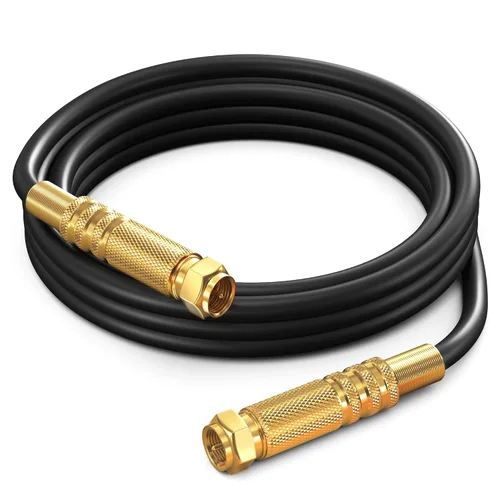 Vista 23 de Cable coaxial RG6, triple blindado, sin oxígeno, cable de cobre para TV, Internet y más, cable coaxial flexible de 1.5 pies, color blanco
