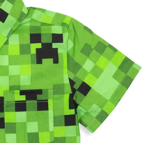 Vista 6 de Minecraft Creeper - Camisa de vestir de manga corta con botones