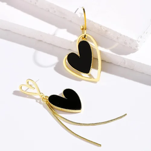 Vista 7 de Asymmetrical Heart Earrings Heart Drop Earrings Heart Dangle Earrings For Women Birthday