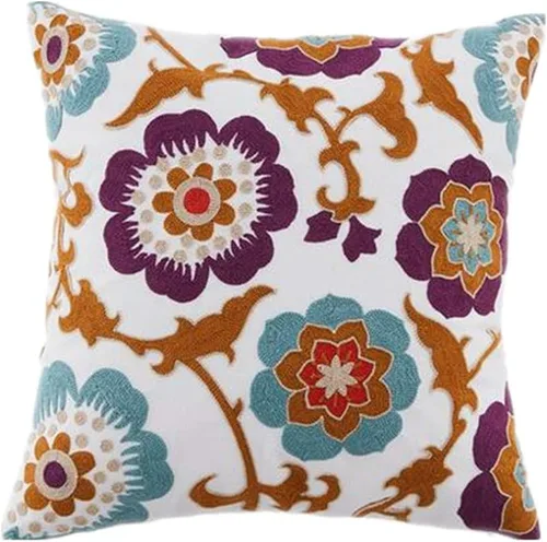 Vista 2 de Judy Dre am Funda de cojín 100% algodón para interiores y exteriores, cuadrada, bohemia, bordada, para sofá, cama, sala de estar, funda de almohada