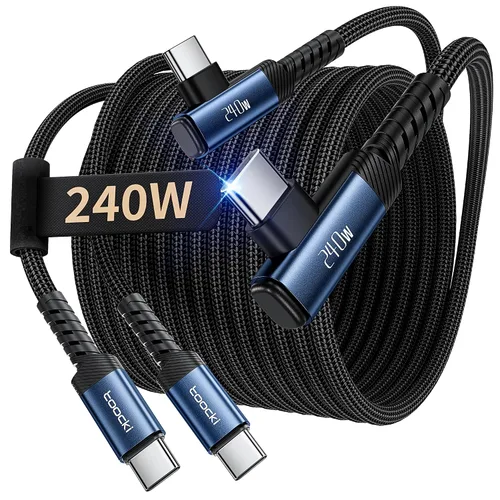 Vista 19 de Cable USB C [Paquete de 2, 1 mt] Carga rápida de 240 W tipo C, cable USB 2.0 trenzado de nylon para iPhone 17 16 15 Pro Plus Pro Max Air, iPad Pro