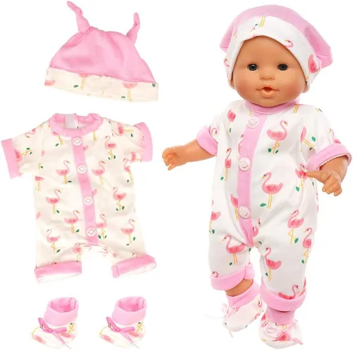 Vista 8 de Ropa de muñeca de bebé, traje rosa lindo casual con abrigo de vestir