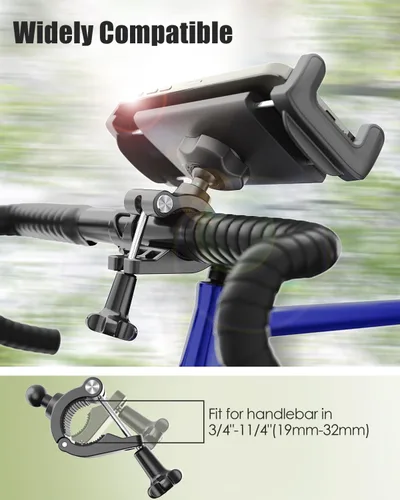 Vista 3 de Soporte para tableta de teléfono de motocicleta para manillar de 3/4"-11/4", soporte de tableta de bicicleta de doble protección para dispositivos