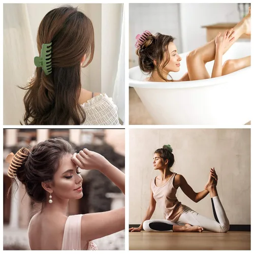 Vista 5 de OWIIZI Pinza para el cabello, 4.3 pulgadas, mate, grande, antideslizante, para cola de caballo, pinza de sujeción fuerte, pinzas de plátano