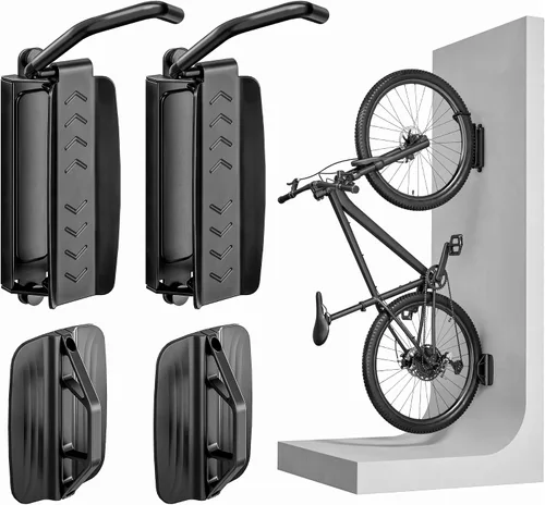 Vista 2 de PEGZONE 2 paquetes de ganchos para bicicletas para garaje, soporte de pared giratorio resistente, sostiene 77 libras, soporte ajustable