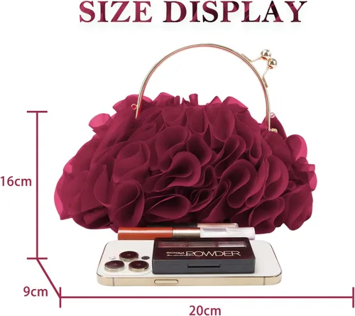 Vista 3 de Lanpet Bolsos de mano florales para mujer, bolso de noche de flores de satén, bolsos de fiesta de graduación