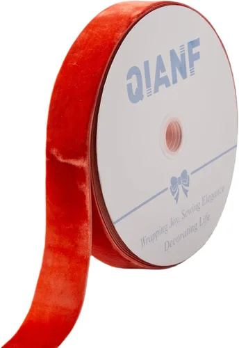 Vista 50 de QIANF Cinta de terciopelo, carrete de 1 1/2 pulgadas por 25 yardas (rojo)