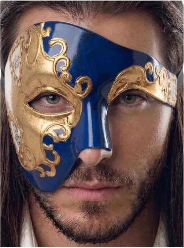 Vista 48 de Máscara de mascarada para hombre, máscara del fantasma de la ópera, máscara de baile de graduación, Mardi Gras, Haloween veneciano, media cara