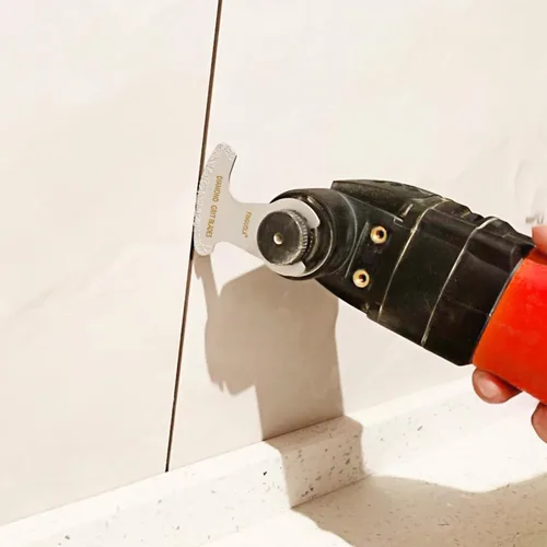 Vista 6 de Cuchillas de herramientas oscilantes, 4 cuchillas de carburo de diamante para eliminación de lechada y corte de azulejos suaves, segmento de dedo