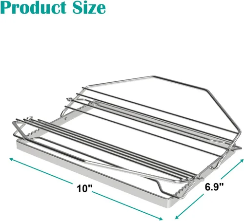 Vista 2 de Estante ajustable para asado de pavos para parrilla o ahumador, estante de asado de alambre para aves de corral, estante para hornear para pavo