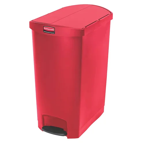 Vista 43 de Rubbermaid Commercial Products - Bote de basura Streamline Slim con pedal Papelera de plástico, 4 galones (15 litros), color rojo, con manos