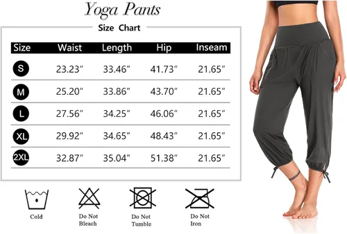 Vista 6 de DIBAOLONG - Pantalones de yoga para mujer, pantalones capri sueltos para entrenamiento, pantalones deportivos cómodos con bolsillos