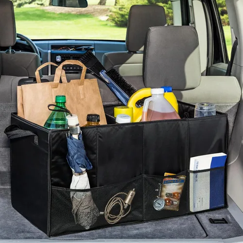 Vista 2 de Honey-Can-Do SFT-01166 Cofre de almacenamiento suave, Organizador de maletero de auto plegable negro