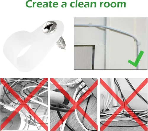 Vista 6 de 50 abrazaderas de clip tipo R de 1/2 pulgada, clips de montaje tipo P de nailon, abrazadera de alambre para gestión de cables, tornillos de acero