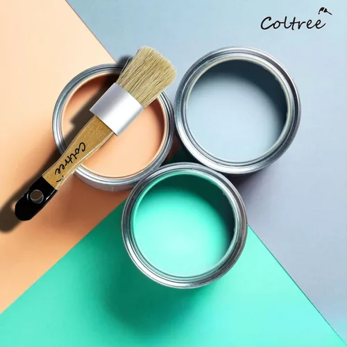 Vista 6 de Pinceles de pintura de tiza para muebles, 2 piezas de cerdas de pelo de jabalí redondas/planas para pintura de cera, adecuados para pintura de tiza
