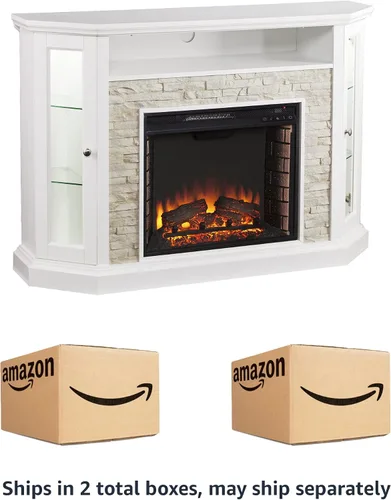 Vista 12 de Southern Enterprises chimenea eléctrica convertible, Metal, Blanco