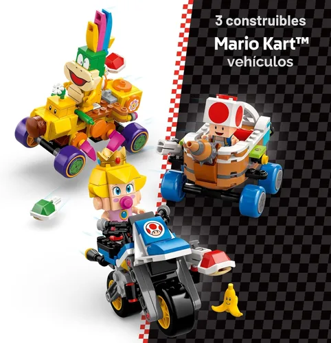 Vista 3 de LEGO Super Mario: Mario Kart Baby Peach & Grand Prix Set Home Circuit - Juego de construcción de juguetes de Nintendo para niños, niñas y niños, a