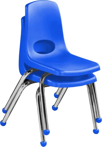 Vista 4 de FDP 15407-BL - Silla escolar apilable de 8 pulgadas con deslizadores de Azul