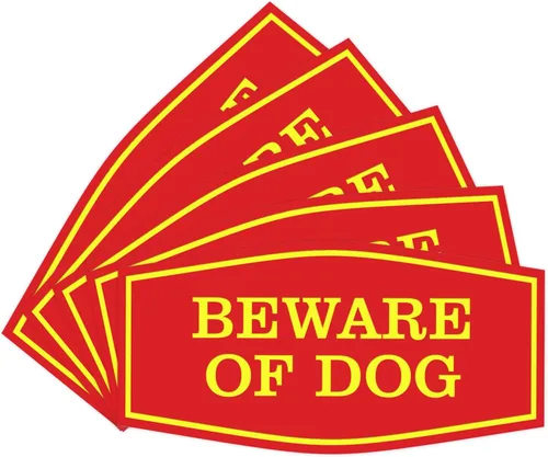 Vista 25 de All Quality Fancy Beware of Dog Letrero Material duradero Señales de seguridad para el hogar Fácil de instalar (negro/oro), mediano, 1 paquete