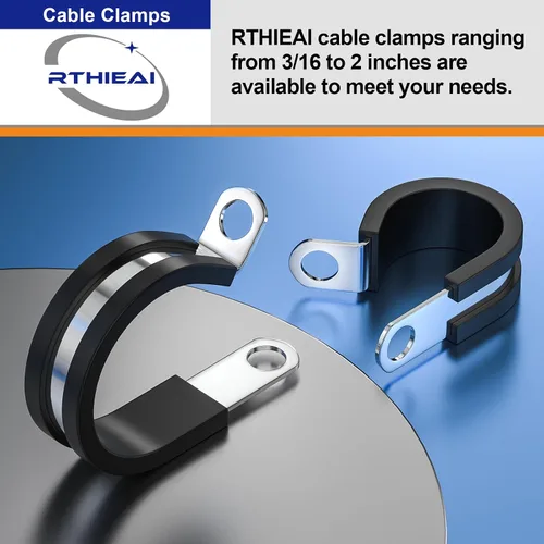 Vista 2 de Abrazaderas de cable de 1 pulgada (paquete de 20 juegos) con pernos y tuercas M6 x 0.787 in, abrazaderas de cable de acero inoxidable 304