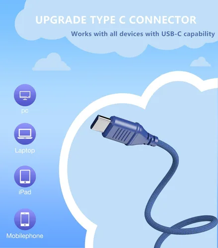 Vista 2 de Bywulanda Auriculares USB Tipo C Mejorados para Niños para la Escuela, Volumen Seguro Limitado de 94dB, Sonido Estéreo HD, Auriculares Plegables