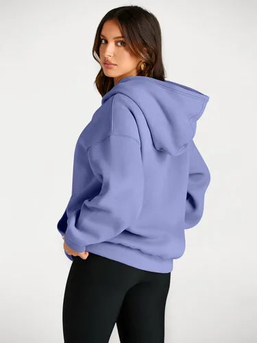 Vista 100 de Trendy Queen - Sudaderas extragrandes con capucha para mujer, suéteres de manga larga, sin botones, de vellón, de otoño, ropa de invierno