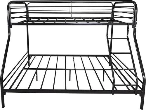 Vista 6 de EMKK Litera de metal con marco de metal y escalera para niños, adolescentes y adultos, diseño que ahorra espacio, color negro