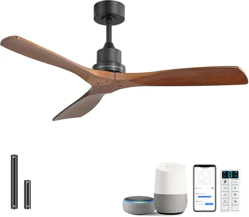Vista 42 de Sofucor Ventiladores de techo inteligentes de 60 pulgadas con luces, ventilador de techo inteligente moderno para exteriores