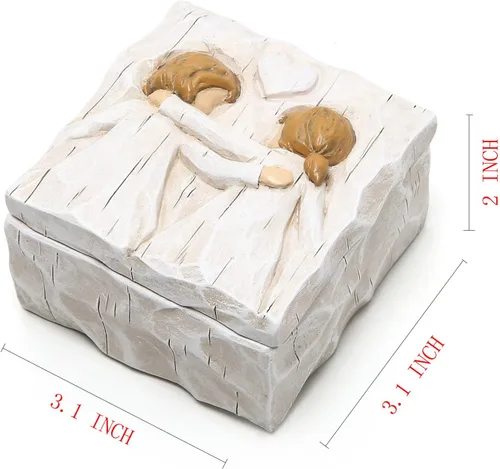 Vista 8 de Hodao Caja de recuerdo de joyería de la amistad, caja de recuerdo esculpida pintada a mano, cajas de recuerdos de aniversario, cajas decorativas