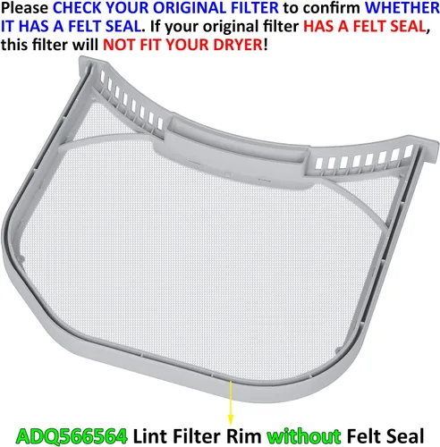 Vista 7 de ADQ566564 - Filtro de pelusa de repuesto para secadoras LG y Kenmore, trampa de pantalla de pelusa ultra duradera, borde sin sello de fieltro