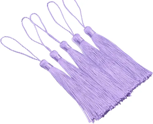 Vista 6 de KONMAY, borlas pequeñas y suaves, con bucles para proyectos de bricolaje, hechas a mano, sedosas, de 3.5 pulgadas, 20