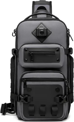 Vista 9 de OZUKO - Bolso bandolera para hombre, mochila cruzada Negro