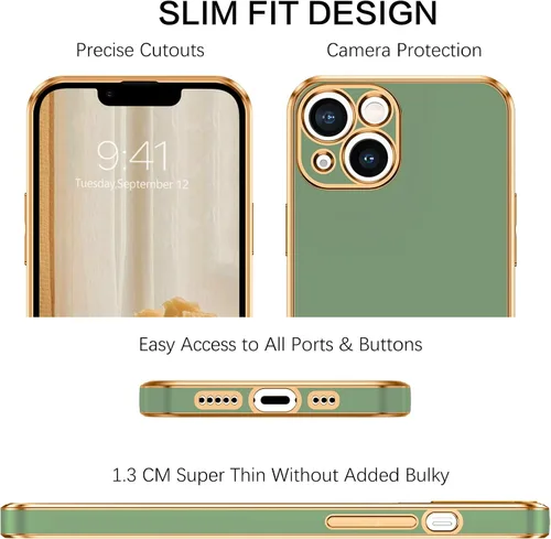 Vista 2 de VENINGO Funda compatible con Apple 14, TPU suave de ajuste delgado con pulsera ajustable, chapado en soporte, resistente a los arañazos, a prueba