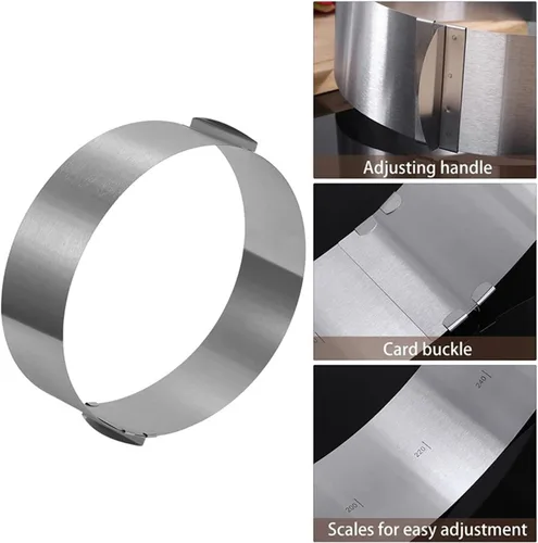 Vista 4 de Moldes de mousse ajustables de 6 a 12 pulgadas para tartas redondas y cuadradas, juego de anillos de acero inoxidable para tartas, 2 piezas