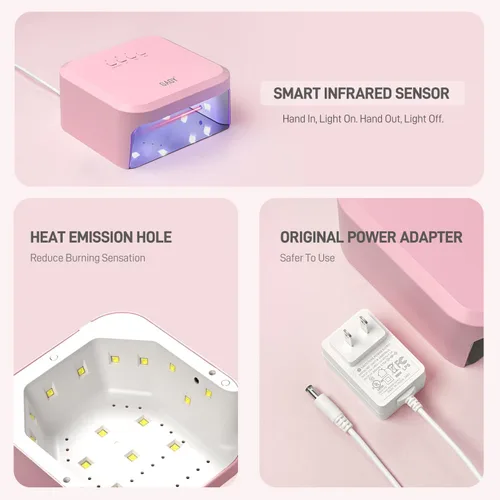 Vista 6 de GAOY Luz UV para uñas de gel, secador de uñas profesional con sensor infrarrojo y 3 temporizadores, lámpara de curado rápido para salón y arte