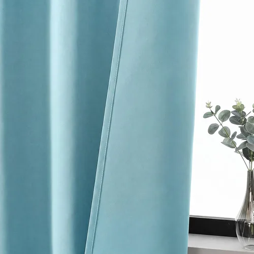 Vista 7 de Gwine Aqua Short Curtains 36 Inches Long - Small Half Window Kitchen Curtains Over Sink, Solid Blackout Curtain for Bathroom Basement Cabinet RV, 2