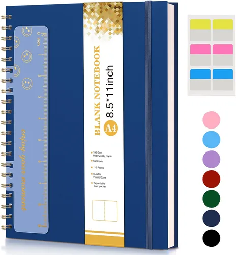 Vista 16 de Cuaderno de espiral de 8.5 x 11 pulgadas, cuadernos grandes A4 para mujeres y hombres, diario rayado universitario, papel de 3.53 oz/m², diarios