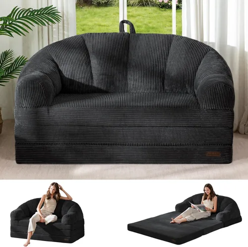 Vista 19 de MAXYOYO Sofá cama plegable con respaldo, sofá plegable sin hueso con asa