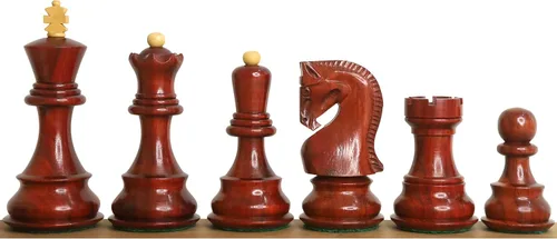 Vista 2 de Royal Chess Mall - Juego de Ajedrez Zagreb Ruso 59' de 3.9" - Solo piezas de ajedrez - Brote doble ponderado de madera de rosa
