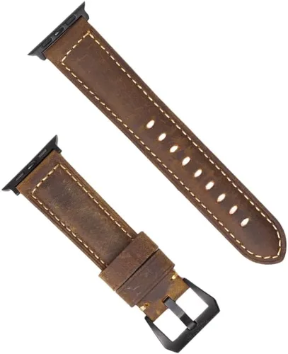 Vista 25 de Bullstrap Correa de reloj de cuero italiano de grano completo para hombre compatible con Apple Watch Series 1-8